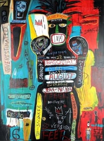 LARGE IN THE MANNER OF BASQUIAT ORIGINAL PAINTING