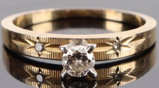 18K YELLOW GOLD 0.20CT DIAMOND LADIES RING