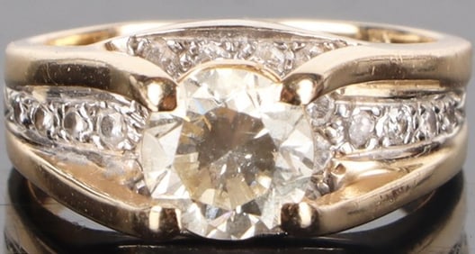 14K YELLOW GOLD MOISSANITE DIAMOND LADIES RING
