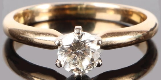 14K YELLOW GOLD SOLITAIRE NATURAL DIAMOND RING