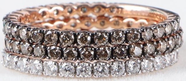 14K ROSE GOLD DIAMOND LADIES 3 RING SET