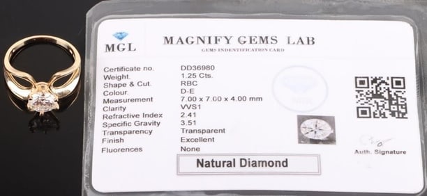 1.25CT NATURAL DIAMOND SOLITAIRE IN 14K GOLD