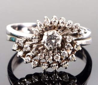 14K WHITE GOLD NATURAL DIAMOND LADIES RING