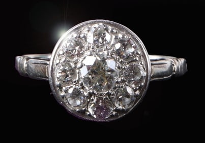 14K MINERS CUT DIAMOND LADIES CLUSTER RING