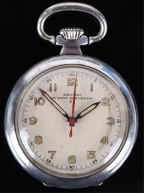 STERLING SILVER CROTON NIVADA GRENCHEN POCKETWATCH