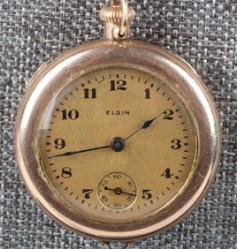 VINTAGE 10K YELLOW GOLD ELGIN POCKET WATCH