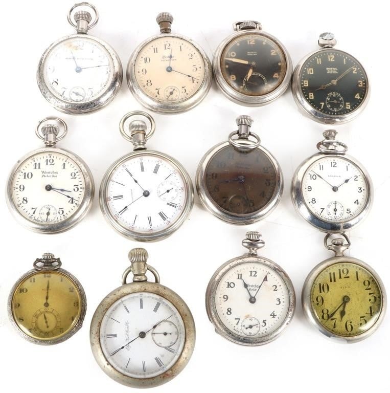 ANTIQUE POCKET WATCHES LOT OF 12 FOUR FUNCTIONAL (1 of 4)