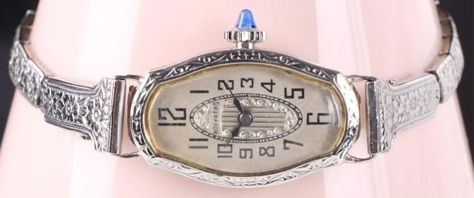 ANTIQUE 14K WHITE GOLD LADIES WATCH FUNCTIONAL