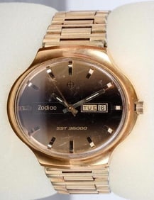 ZODIAC GOLD PLATED JUMBO SST 36000 70'S MENS WATCH
