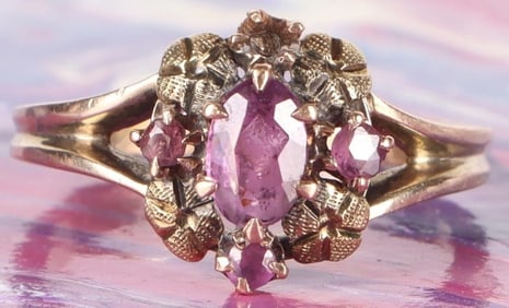 ANTIQUE AMETHYST 10K YELLOW GOLD LADIES RING