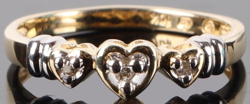 10K YELLOW & WHITE GOLD LADIES RING W/ DIAMONDS (1 of 3)