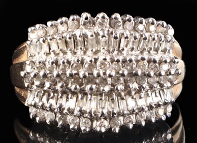 10K YELLOW/WHITE GOLD LADIES RING W/ 86 DIAMONDS