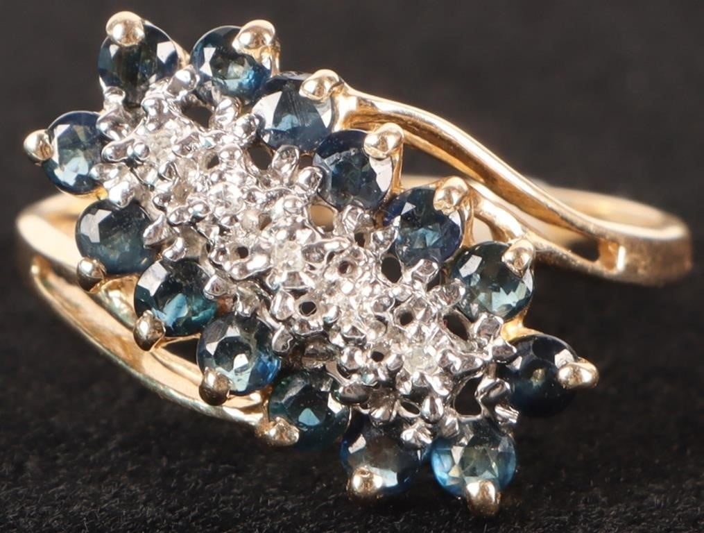10K YELLOW GOLD LADIES RING W/ DIAMONDS & TOPAZ (1 of 3)