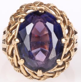 16.0 X 12.0MM PARTI SAPPHIRE 10K YELLOW GOLD RING