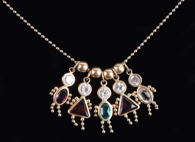 14K YELLOW GOLD NECKLACE W/ CHARM PENDANTS