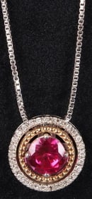 1.0CT RUBY & DIAMOND STERLING SILVER NECKLACE