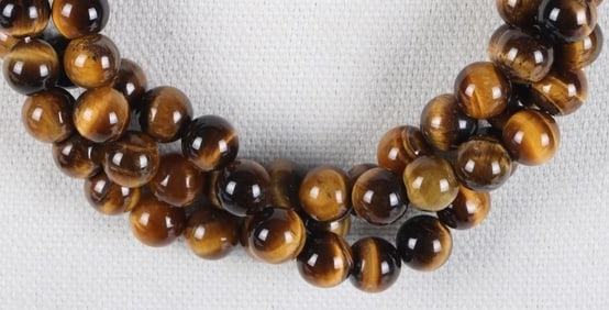 TIGER'S EYE THREE-STRAND BEADED LADIES NECKLACE