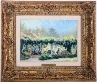 T. KINKADE 'WISTERIA ARBOR' LIMITED GICLEE FRAMED