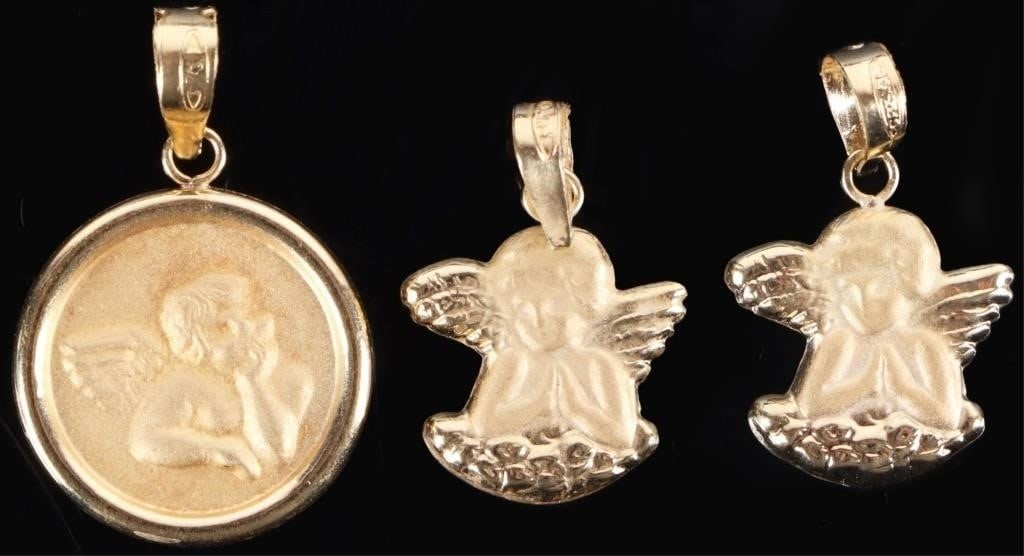 18K YELLOW GOLD ANGEL PENDANTS CHERUB CHRISTIAN-3 (1 of 2)