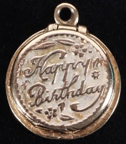 14K YELLOW GOLD HAPPY BIRTHDAY PENDANT LOCKET