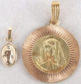 14K YELLOW GOLD VIRGIN MARY MEDALLIONS CATHOLIC--2