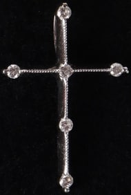14K WHITE GOLD DIAMOND DAINTY CROSS PENDANT