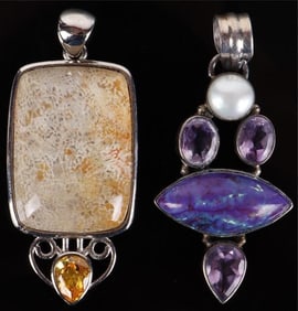 STERLING SILVER LADIES PENDANTS AMETHYST QUARTZ--2