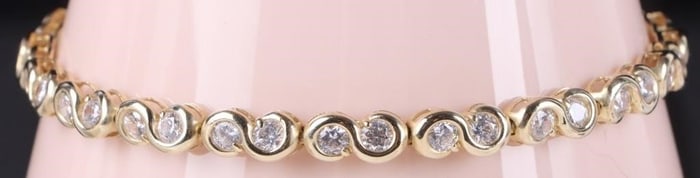 10K YELLOW GOLD CZ INFINITY LADIES BRACELET