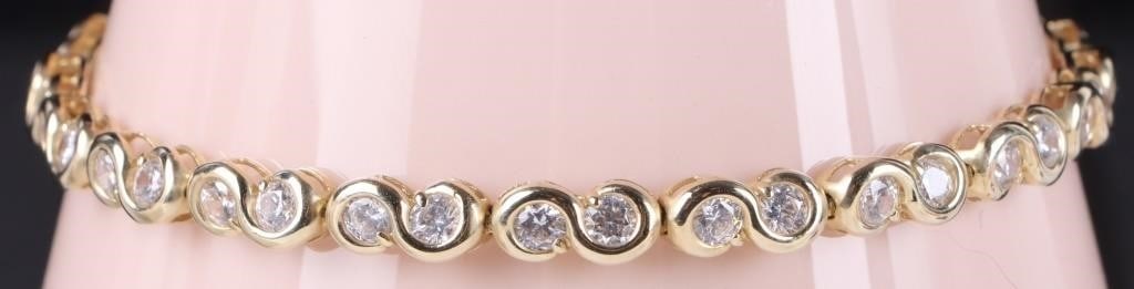 10K YELLOW GOLD CZ INFINITY LADIES BRACELET (1 of 3)