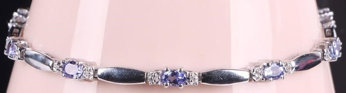 PURPLE IOLITE & SAPPHIRE 10K WHITE GOLD BRACELET