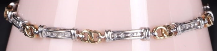 10K YELLOW & WHITE GOLD DIAMOND LADIES BRACELET
