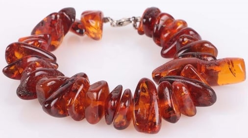 CHUNKY AMBER STERLING SILVER LADIES BRACELET