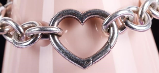 TIFFANY & CO. 0.925 LINK HEART CLASP BRACELET