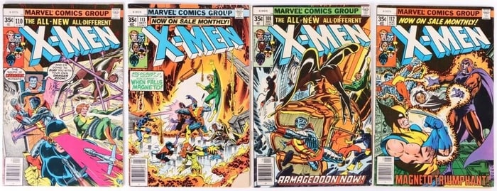 UNCANNY X-MEN #108,110,112&113 1977 MARVEL LOT