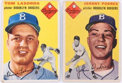 1954 TOPPS BASEBALL DODGERS PLAYERS - LOT OF 2