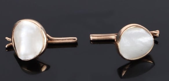 14K YELLOW GOLD MOP PAIR OF MEN'S CUFFLINKS