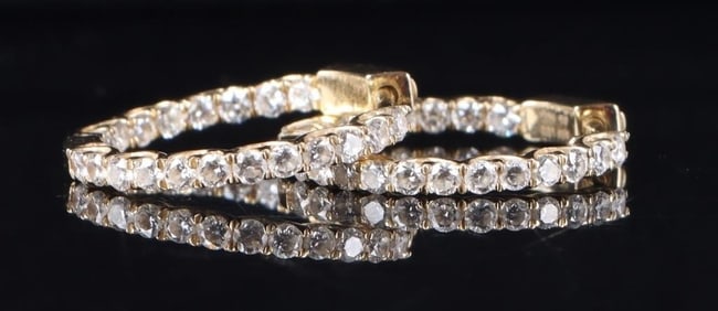 DIAMOND HOOP EARRINGS IN 14K YELLOW GOLD