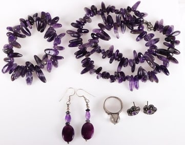 STERLING SILVER AMETHYST LADIES MATCHING SET