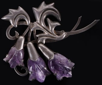 AMETHYST STERLING SILVER JEWELRY W/ MEXICO PIECE-5