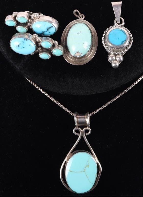 SW STYLE MEXICO SILVER JEWELRY W/ TURQUOISE (4) (1 of 4)