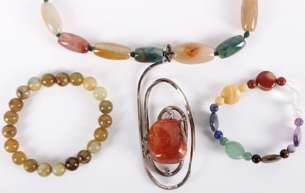 JASPER BEADS LADIES JEWELRY 1 NECKLACE 2 BRACELETS