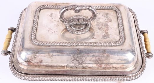 ANTIQUE SILVER PLATED DINNER TRAY SET