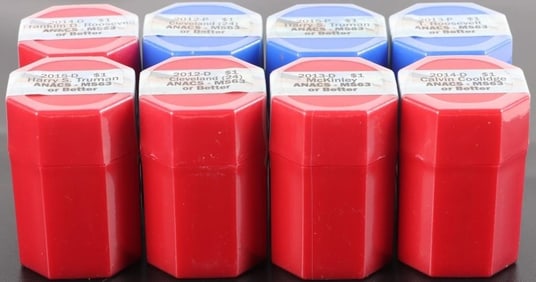 ASSORTED $1 PRESIDENTIAL COIN ROLLS MS-63 - (8)
