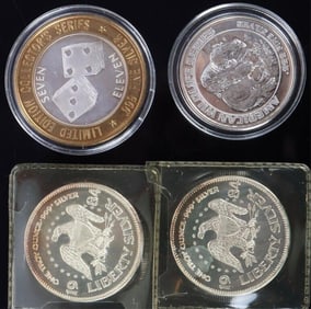 ASSORTED FINE SILVER PROOF BULLION ROUNDS - (4)