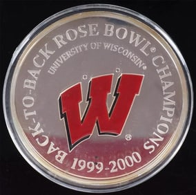 FINE SILVER 6OZT DIAMOND WISCONSIN ROSE BOWL ROUND