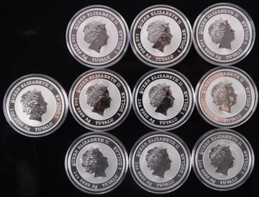 2020 P FINE SILVER 1OZT RPF TUVALU BULLION - (10)