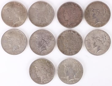 90% SILVER LIBERTY PEACE DOLLARS - (10)