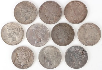 90% SILVER LIBERTY PEACE DOLLARS - (10)