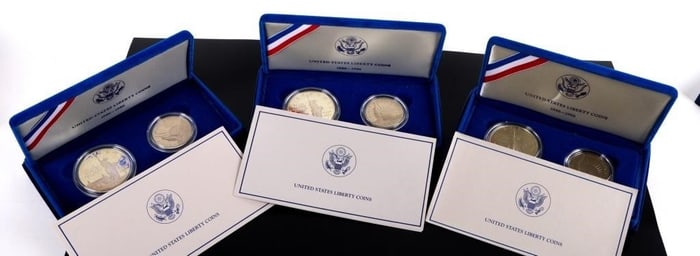 90% SILVER 1986 LIBERTY PF 1/2 & 1 DOLLAR SETS-(3)