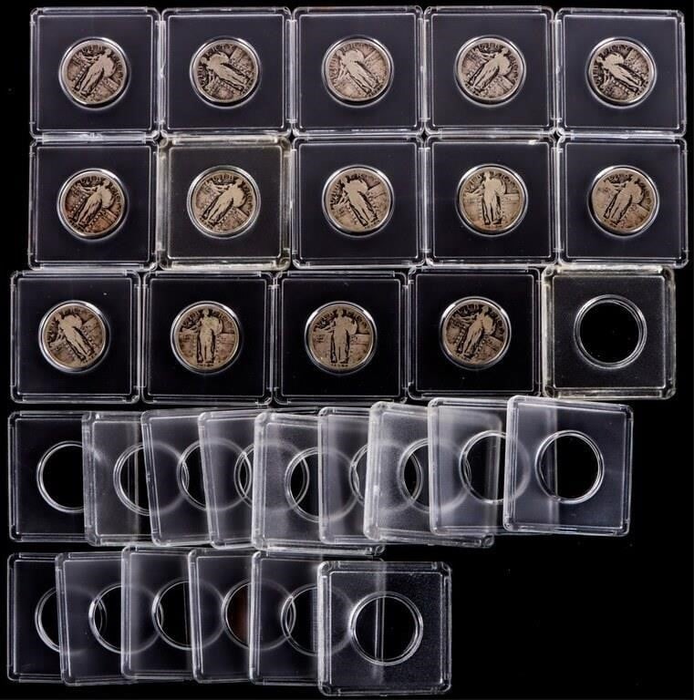 90% SILVER ASSORTED STANDING LIBERTY QUARTERS-(14) (1 of 5)